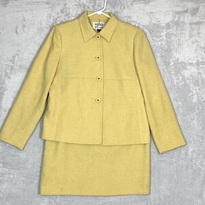 Kasper for A.S.L Petite Skirt Suit Womens 8P Yellow Polyester 4 Button Jacket